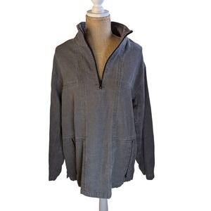 Smith Center Mens Gray 100%Hemp Quarter Zip Pullover Shirt Made in USA Size L